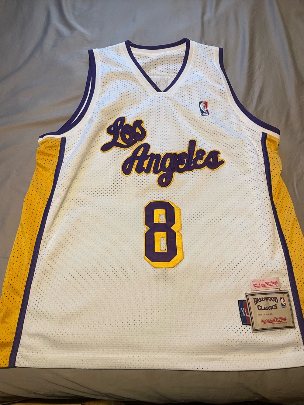 Mitchell & Ness Los Angeles White Purple & Gold Basketball Jersey #8 Kobe Bryant